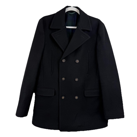 LAUREN‎ Ralph Lauren Women 18 Double Breasted Wool Black Peacoat Insulated - Picture 1 of 14